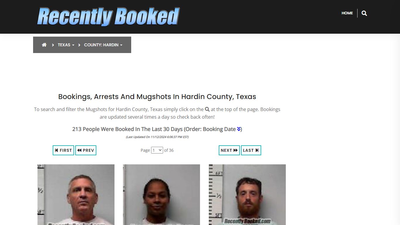 Bookings, Arrests and Mugshots in Hardin County, Texas - Recently Booked